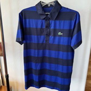 Men’s Lacoste Sport Blue / Black Striped Polo Small NWOT
